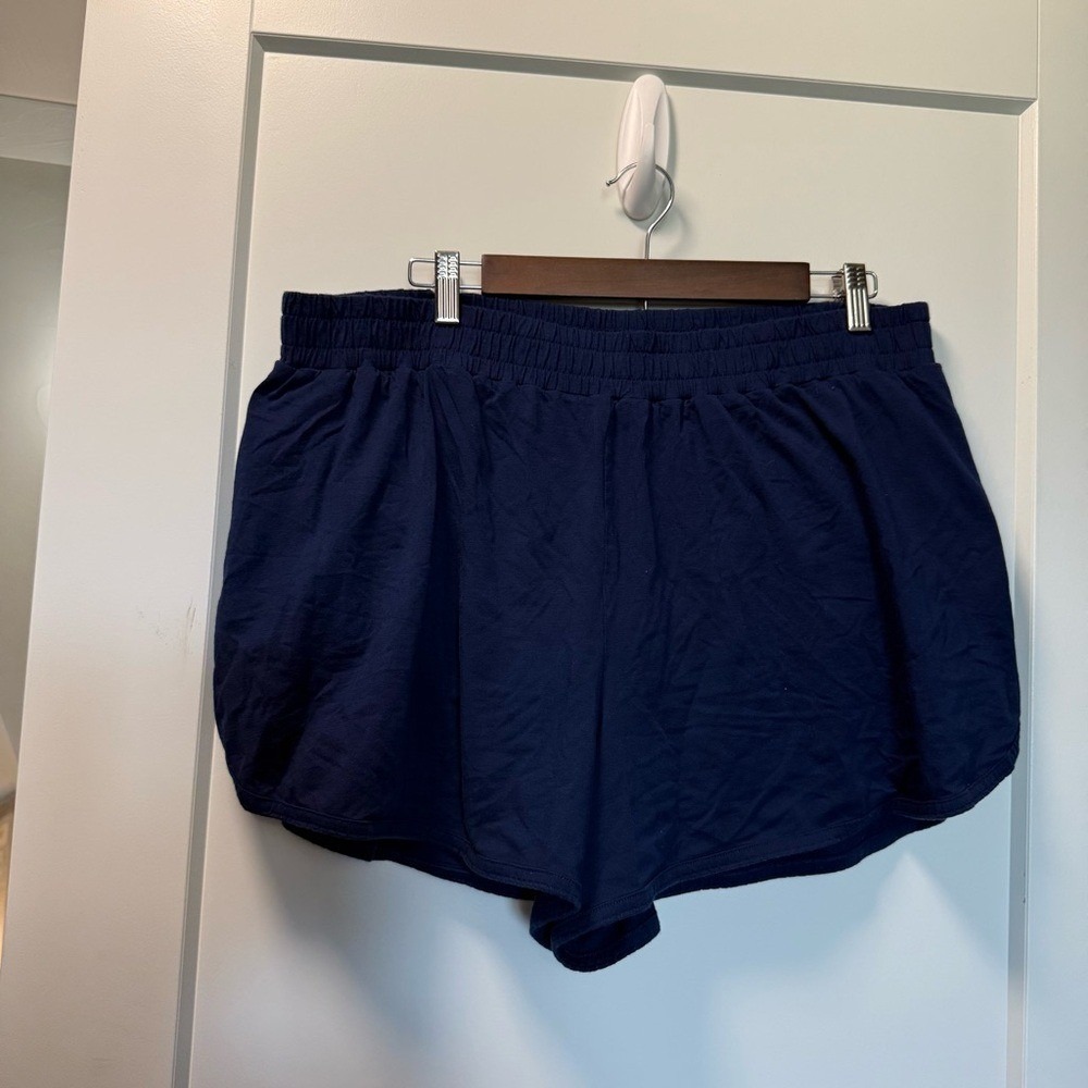 Land's End Women's Navy Blue‎ Cotton Modal Lined Boyshorts Pull On Casual Shorts